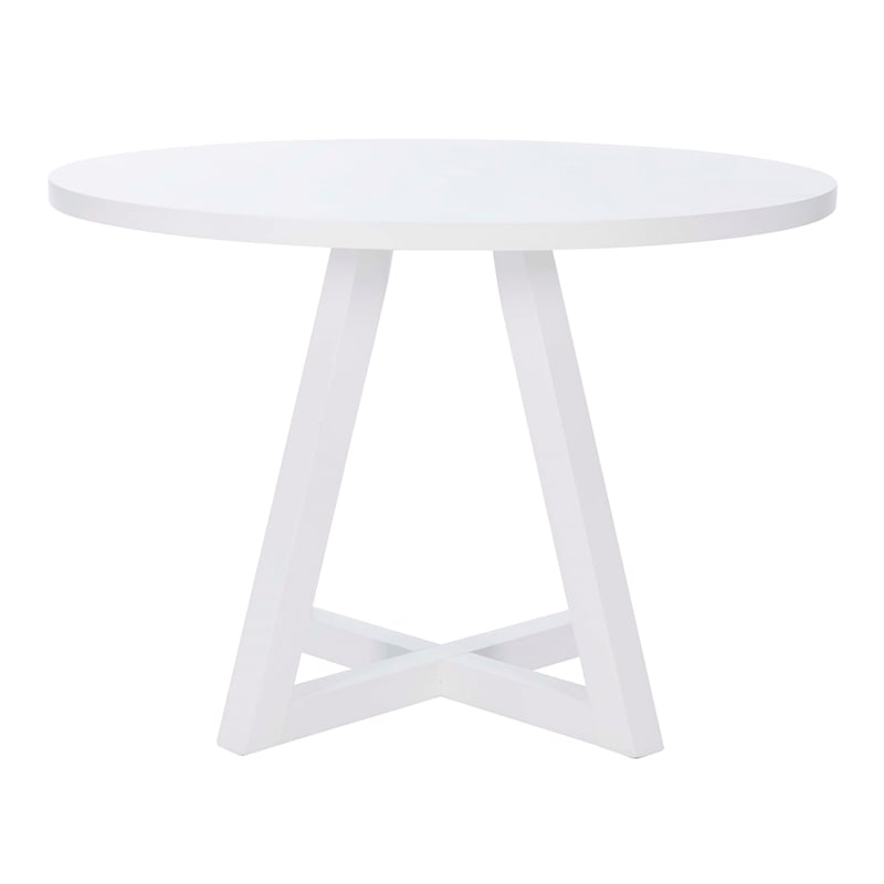 Linon Nico 5 Pce Dining Set Round Table/4 Lattice Back Chairs in White Wood