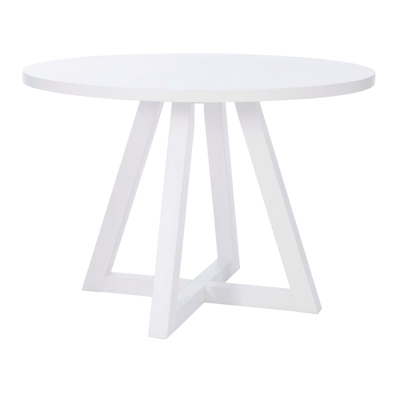 Linon Nico 5 Pce Dining Set Round Table/4 Lattice Back Chairs in White Wood