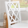 Linon Nico 5 Pce Dining Set Round Table/4 Lattice Back Chairs in White Wood