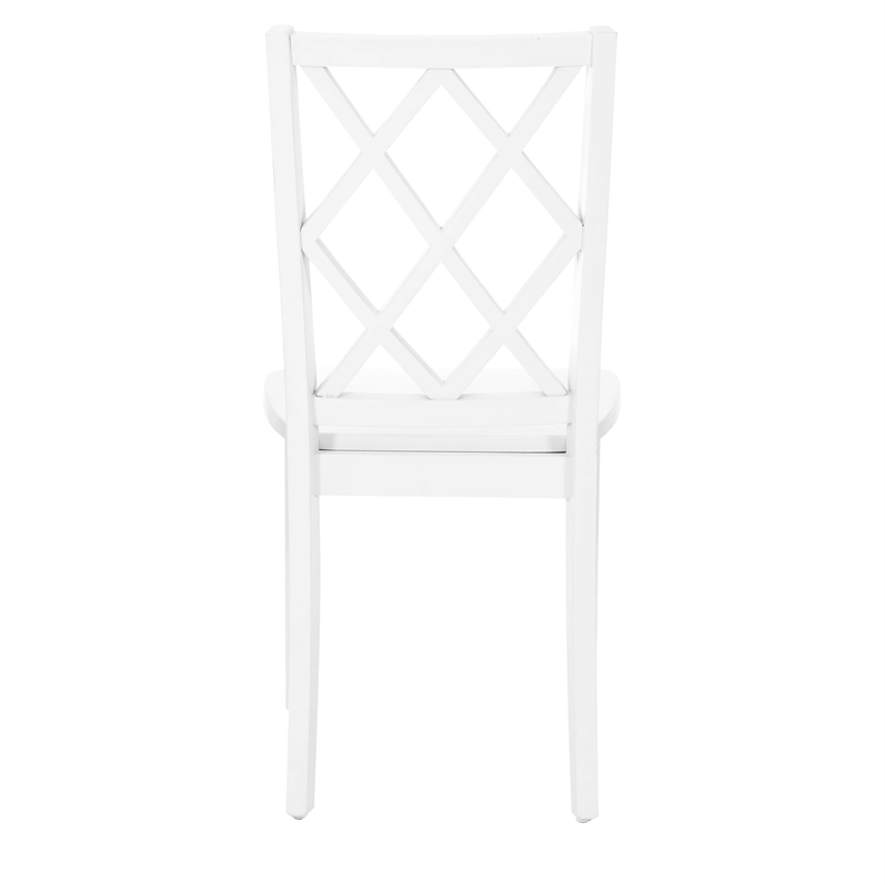 Linon Nico 5 Pce Dining Set Round Table/4 Lattice Back Chairs in White Wood
