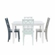 Linon Nico 5 Piece Dining Set White Table/4 Multi Color Chairs in Solid Wood