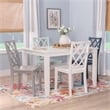 Linon Nico 5 Piece Dining Set White Table/4 Multi Color Chairs in Solid Wood