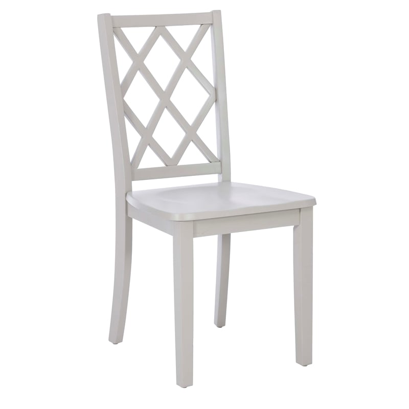 Linon Nico 5 Pce Dining Set White Table/4 Light Gray Lattice Back Chairs in Wood