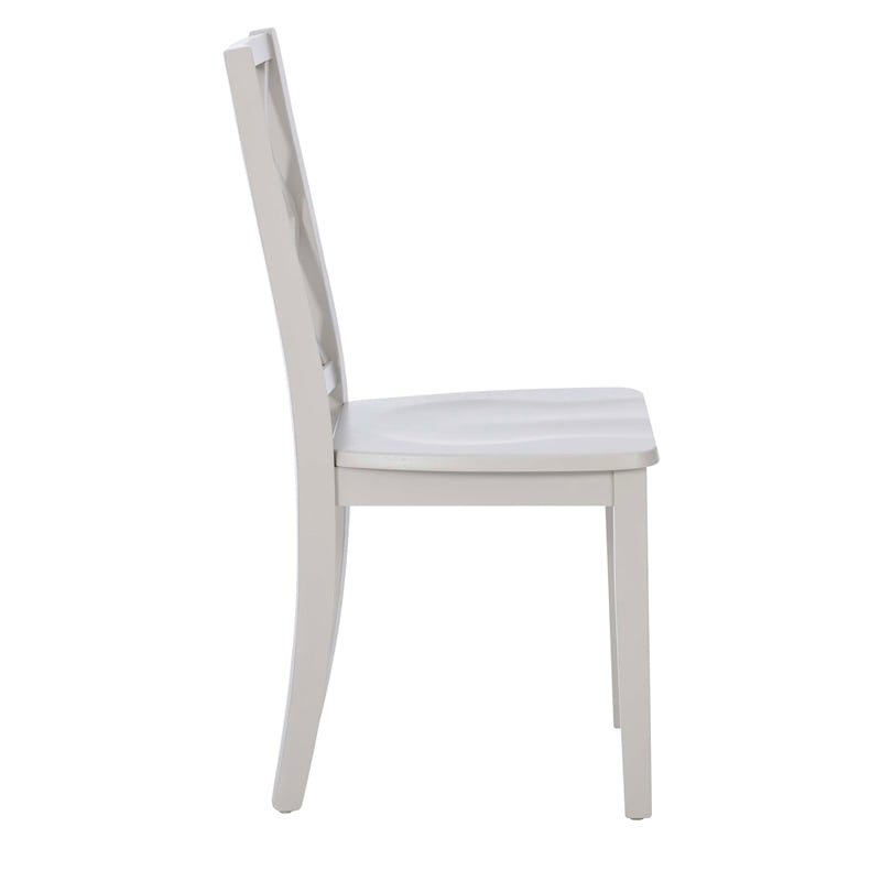 Linon Nico 5 Pce Dining Set White Table/4 Light Gray Lattice Back Chairs in Wood