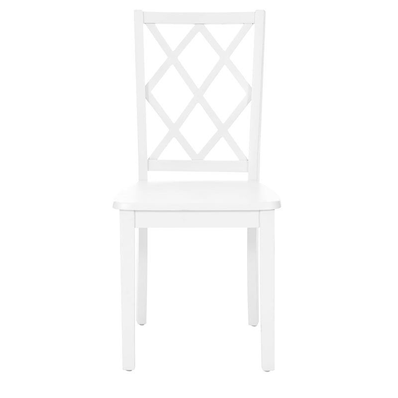 Linon Nico 5 Pce Dining Set Table and 4 Lattice Back Chairs in Pure White Wood