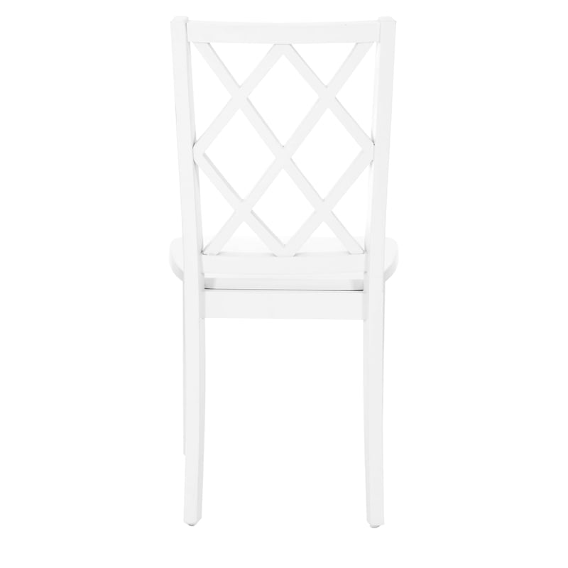 Linon Nico 5 Pce Dining Set Table and 4 Lattice Back Chairs in Pure White Wood