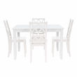 Linon Nico 5 Pce Dining Set Table and 4 Lattice Back Chairs in Pure White Wood