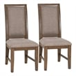 Linon Carver Set of 2 Rubberwood Dining Chairs Fully Upholstered in Brown Stain