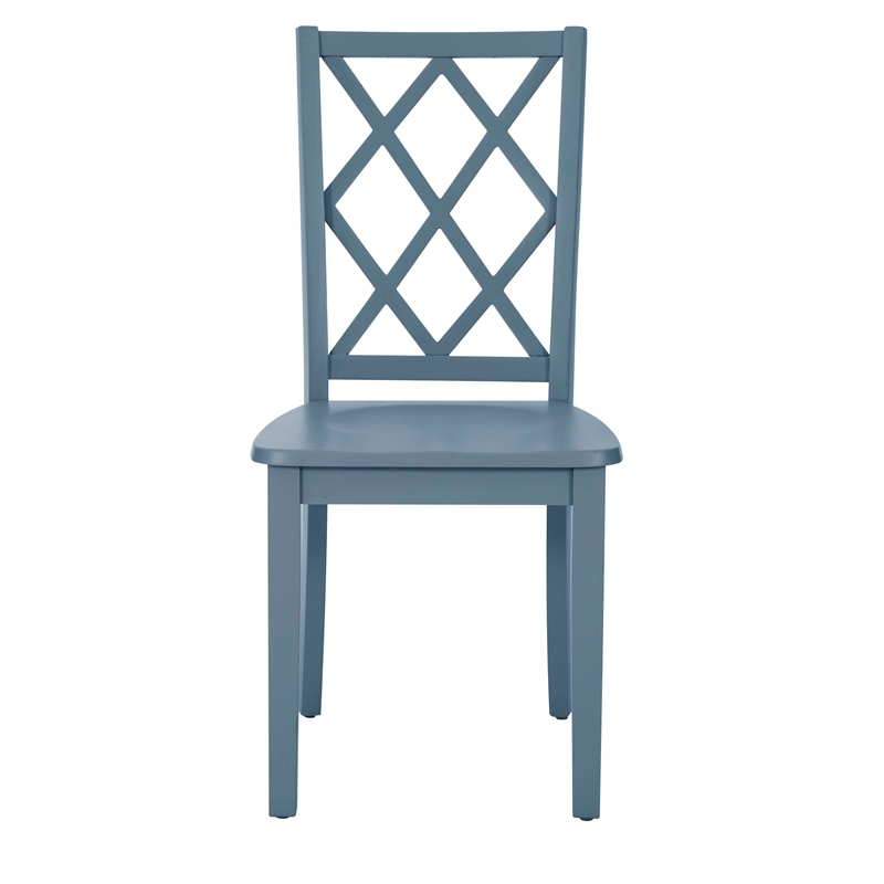 Linon Nico 5 Pce Dining Set with White Table/4 Lattice Back Chairs in Gray Wood