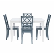 Linon Nico 5 Pce Dining Set with White Table/4 Lattice Back Chairs in Gray Wood