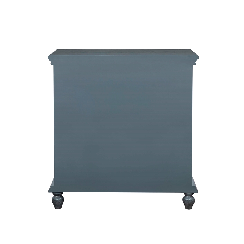 Linon Kelcey Storage Cabinet with Lattice Design on Two Glass Doors in Grey Wood