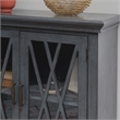 Linon Kelcey Storage Cabinet with Lattice Design on Two Glass Doors in Grey Wood