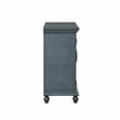 Linon Kelcey Storage Cabinet with Lattice Design on Two Glass Doors in Grey Wood