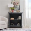 Linon Kelcey Storage Cabinet with Lattice Design on Two Glass Doors in Grey Wood