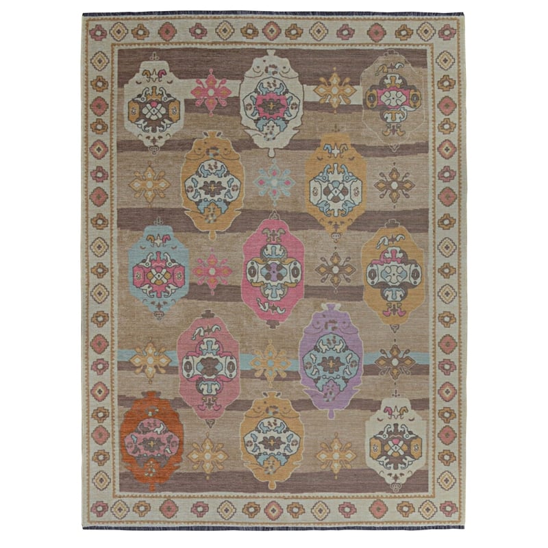 Linon Logan Adana Polyester 2' X 3' Accent Rug in Brown and Beige