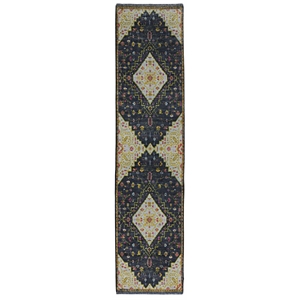 Linon Logan Gazia  Polyester 2' X 10' Runner Rug in Black and Ivory