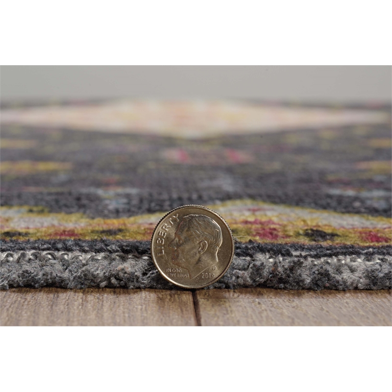 Linon Logan Gazia Polyester 3' X 5' Accent Rug in Black and Ivory