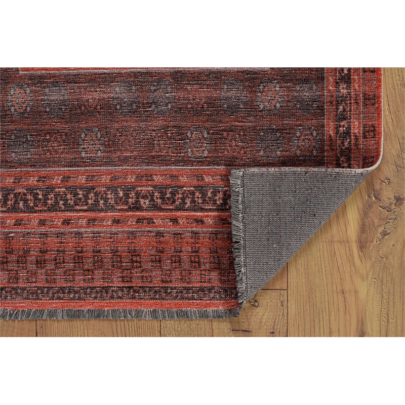 Linon Logan Amaya Polyester 5' X 7' Area Rug in Red and Black