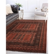 Linon Logan Amaya Polyester 5' X 7' Area Rug in Red and Black