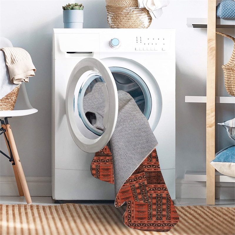 Linon Logan Amaya Polyester 5' X 7' Area Rug in Red and Black