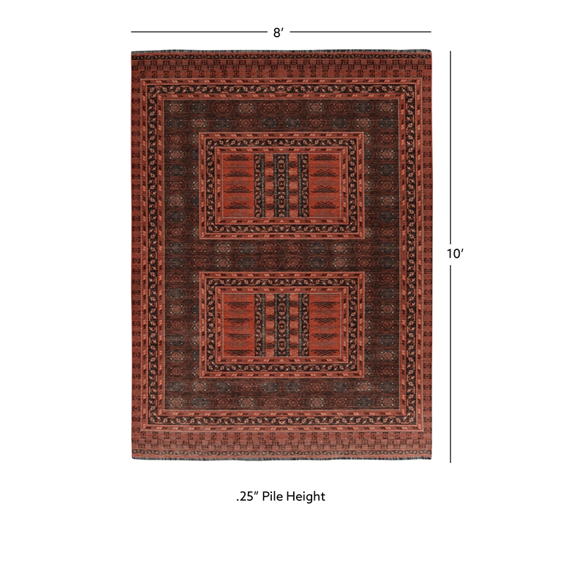 Linon Logan Amaya Polyester 8' X 10' Area Rug in Red and Black