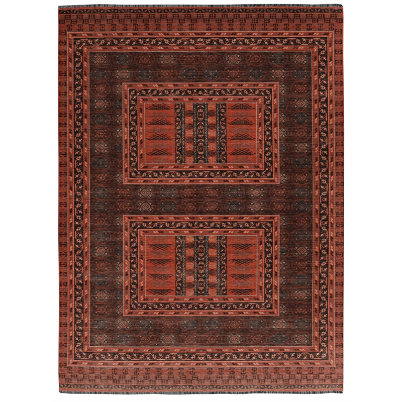 Linon Logan Amaya Polyester 8' X 10' Area Rug in Red and Black