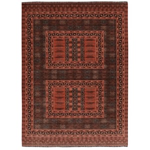 Linon Logan Amaya Polyester 8' X 10' Area Rug in Red and Black