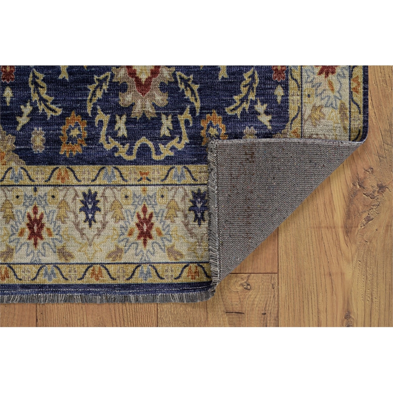 Linon Logan Marmara Polyester 2' X 3' Accent Rug in Navy and Ivory