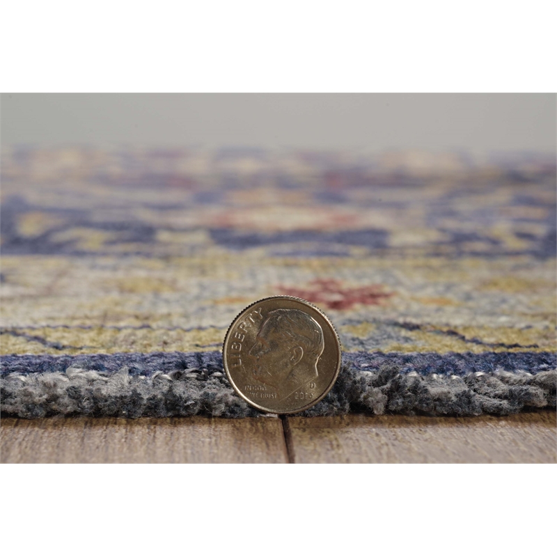 Linon Logan Marmara Polyester 2' X 3' Accent Rug in Navy and Ivory
