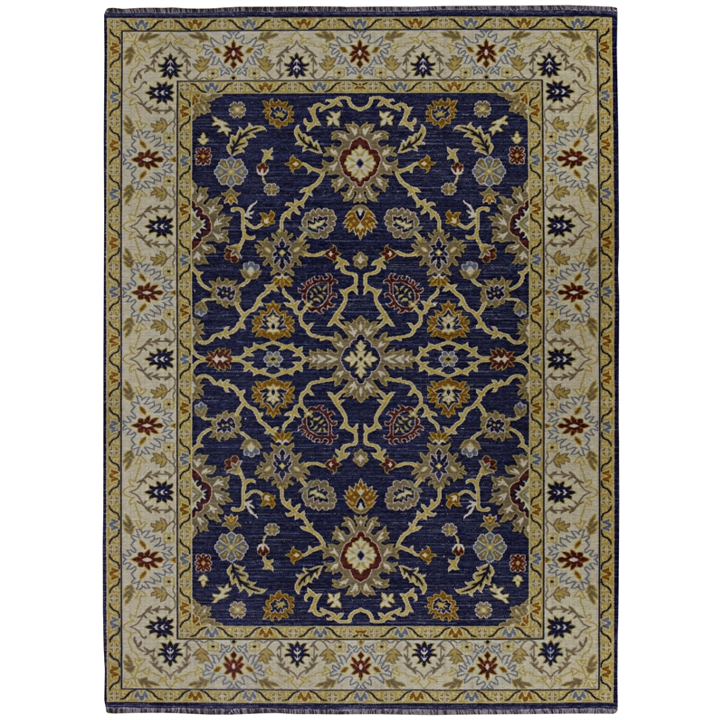 Linon Logan Marmara Polyester 2' X 3' Accent Rug in Navy and Ivory