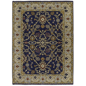 Linon Logan Marmara Polyester 2' X 3' Accent Rug in Navy and Ivory
