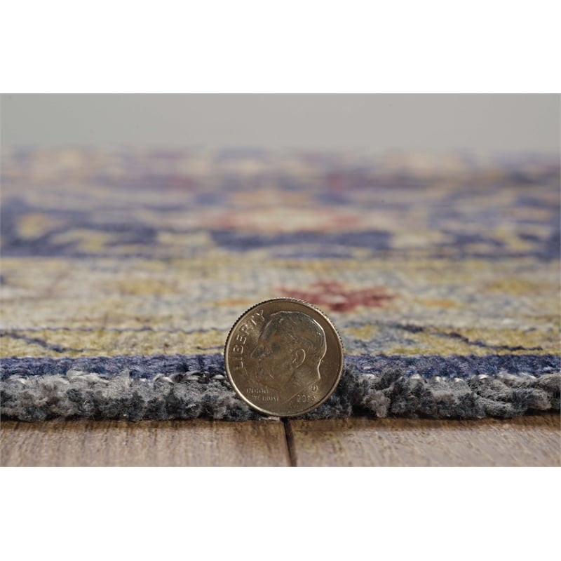 Linon Logan Marmara Polyester 3' X 5' Accent Rug in Navy and Ivory