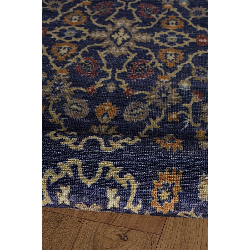 linon logan marmara polyester 5' x 7' area rug in navy and ivory