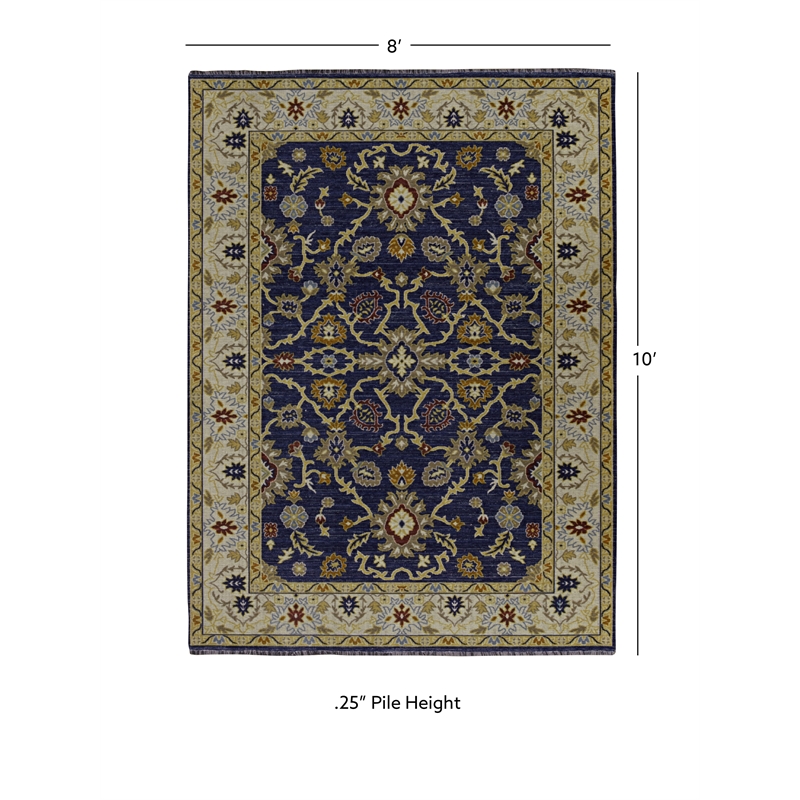 Linon Logan Marmara Polyester 8' X 10' Area Rug in Navy and Ivory