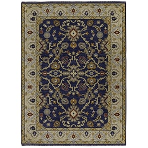 Linon Logan Marmara Polyester 8' X 10' Area Rug in Navy and Ivory