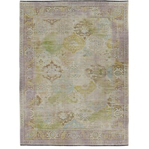 Linon Logan Mersin Polyester 3' X 5' Accent Rug in Lilac and Green