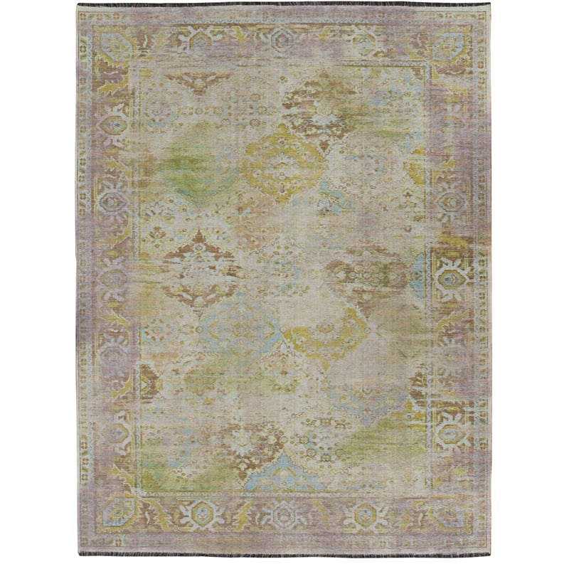 Linon Logan Mersin Polyester 8' X 10' Area Rug in Lilac and Green