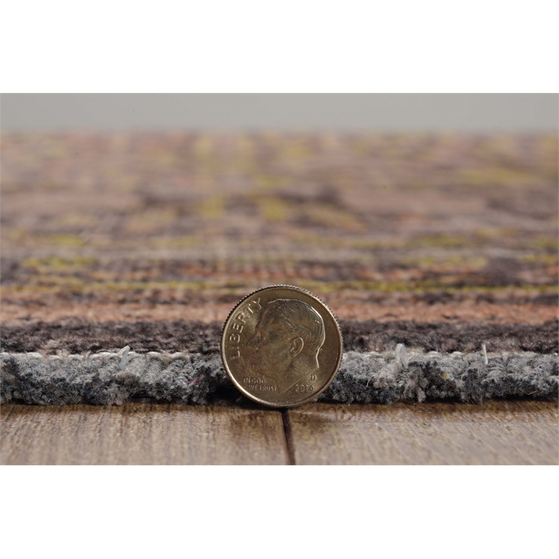 Linon Logan Malaya Polyester 2' X 10' Runner Rug in Black and Green