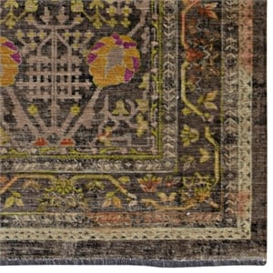 Linon Logan Malaya Polyester 2' X 10' Runner Rug in Black and Green