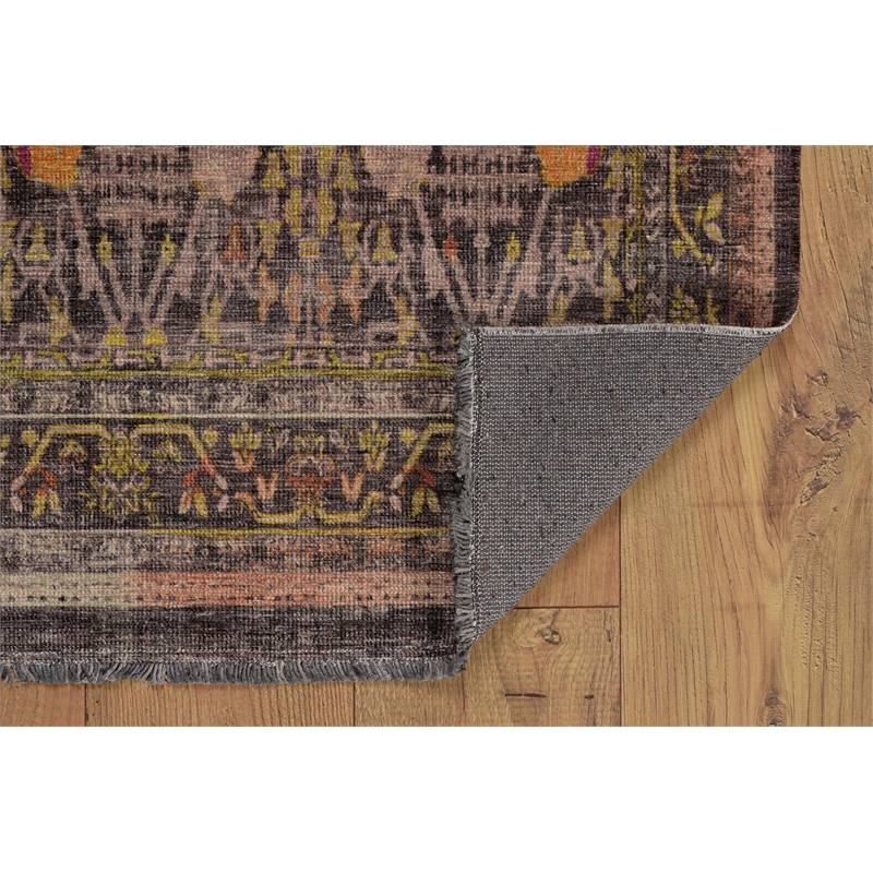 Linon Logan Malaya Polyester 5' X 7' Area Rug in Black and Green