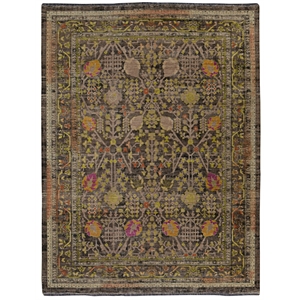 Linon Logan Malaya Polyester 5' X 7' Area Rug in Black and Green