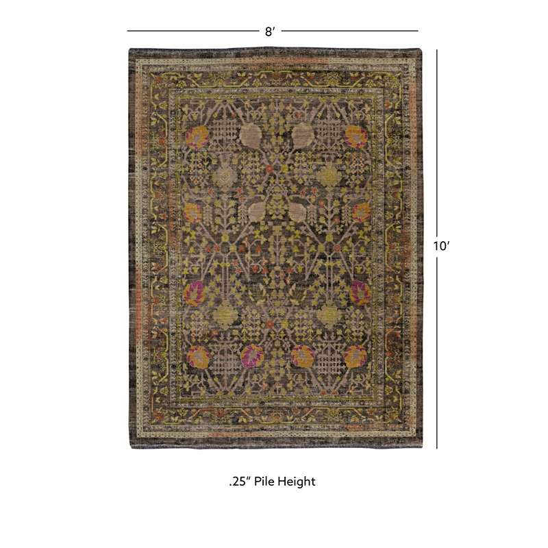 Linon Logan Malaya Polyester 8' X 10' Area Rug in Black and Green