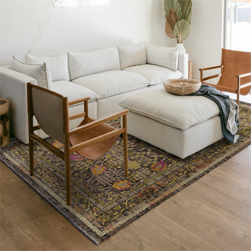 Linon Logan Malaya Polyester 8' X 10' Area Rug in Black and Green