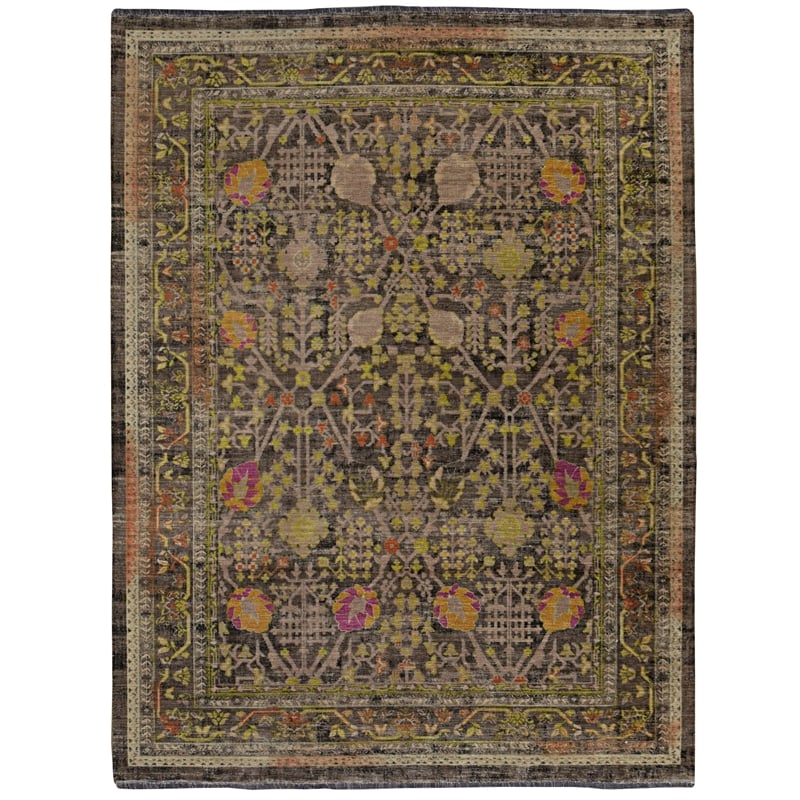 Linon Logan Malaya Polyester 8' X 10' Area Rug in Black and Green