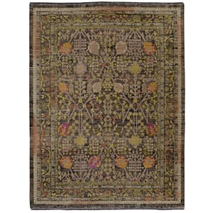 Linon Logan Malaya Polyester 8' X 10' Area Rug in Black and Green