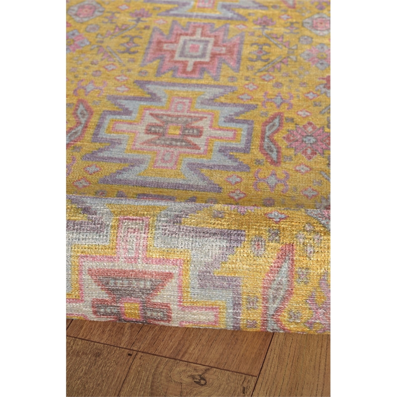 Linon Logan Sivas Polyester 2' X 3' Accent Rug in Yellow and Ivory