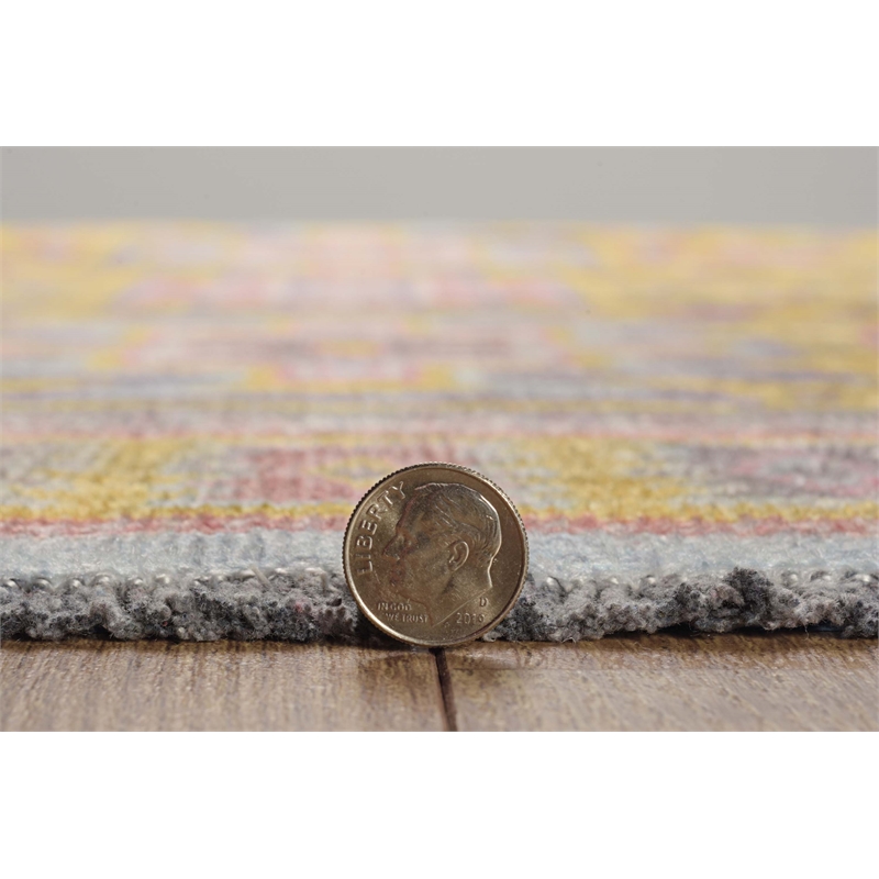 Linon Logan Sivas Polyester 3' X 5' Accent Rug in Yellow and Ivory