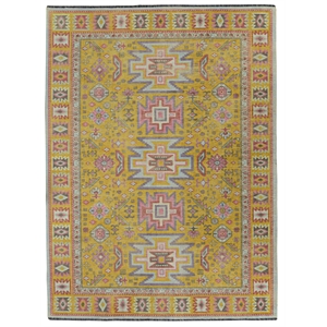 Linon Logan Sivas Polyester 3' X 5' Accent Rug in Yellow and Ivory
