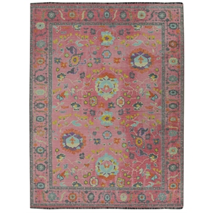 Linon Logan Aydin Polyester 2' X 3' Accent Rug in Pink and Blue