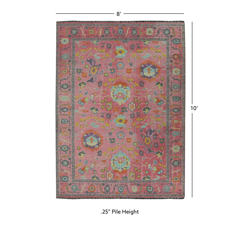 Linon Logan Aydin Polyester 8' X 10' Area Rug in Pink and Blue